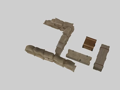 HD Realistic 4K ammunition box sandbag defense sandbag military sketch supply box weapon box 3d model