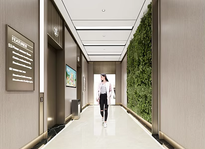 modern elevator hall 3d model