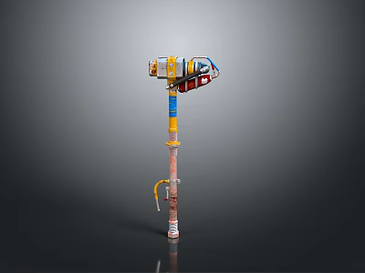 Industrial Mechanical Equipment With Long Rod Multi Colored Components And Control Panel 3d model