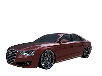 Red Audi Luxury Sedan With Sleek Body Design And Large Alloy Wheels 3d model