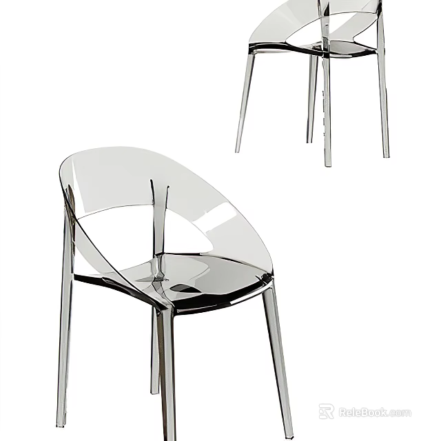 Transparent Acrylic Leisure Chair With Modern Design And Metal Legs 3d model 