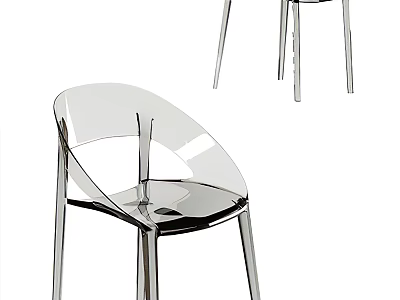 Transparent Acrylic Leisure Chair With Modern Design And Metal Legs 3d model
