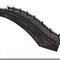 Traditional Dark Colored Arch Bridge With Stone Railings And Decorative Patterns 3d model