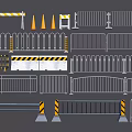 Fencing Types and Construction Barriers with Metal Designs and Safety Cones