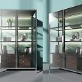 Modern Bookcase with Glass Doors Metal Frame Shelves Books Decor and Built-in Lighting