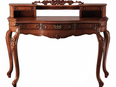 Classic Wooden Carved Dressing Table With Decorative Legs And Drawer Design 3d model