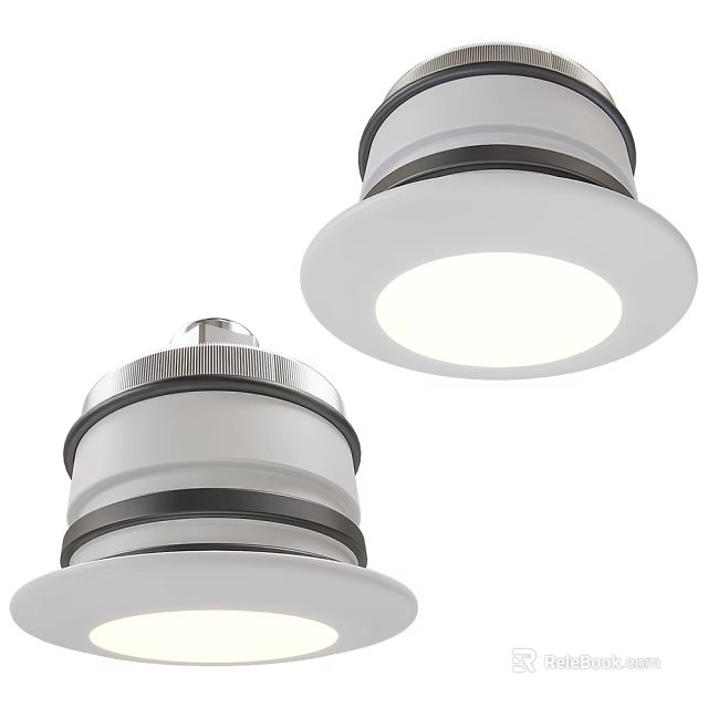 Modern Round Ceiling Light With White Shade And Sleek Metal Frame Design 3d model