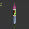 Multi Colored Vertical Industrial Component With Blue Top Yellow Middle And Red Base