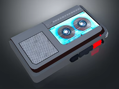 Vintage Retro Tape Player With Transparent Cassette Window And Built In Speaker 3d model