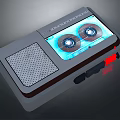Vintage Retro Tape Player With Transparent Cassette Window And Built In Speaker