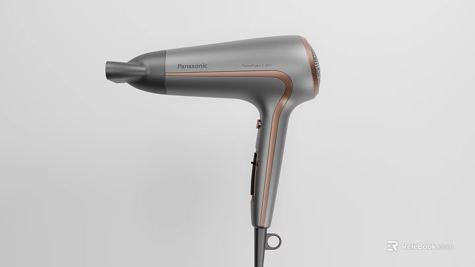 Panasonic Gray Hair Dryer With Copper Accents Modern Design And Ergonomic Handle 3d model 