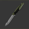 Modern Tactical Folding Knife With Green Black Handle And Silver Blade
