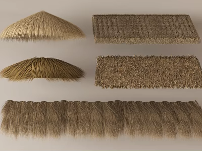 Various Styles Thatch Material Thatched Awnings For Outdoor Shading With Different Shapes 3d model