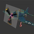 Blue Fighter Jet With Propeller And White Stars