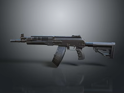 Modern Tactical Rifle With Black Body Magazine And Rail System 3d model