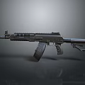 Modern Tactical Rifle With Black Body Magazine And Rail System