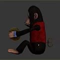 Detailed Monkey Sculpture Wearing Red Vest Holding Cymbals In Sitting Pose