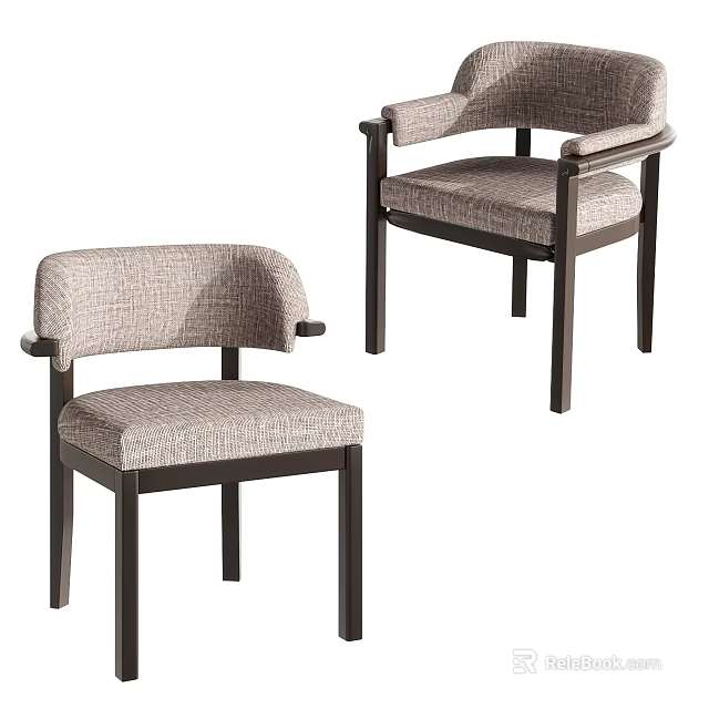 Stylish Comfortable Modern Leisure Chairs With Fabric Upholstery And Wood Frame Armrests Design 3d model 
