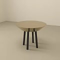 Minimalist Modern Side Table With Beige Round Top And Black Legs 3d model