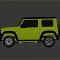 Lime Green Compact SUV With Black Roof Square Shaped Body And Silver Alloy Wheels