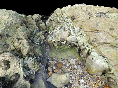 Rugged Natural Rocky Terrain With Small Puddles And Various Scattered Pebbles 3d model