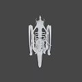 Flying Animal Skeleton of Bird with Long Beak on Green Geometric Background