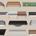 Various Colored Awnings With Different Styles Including Dome Flat And Striped Designs