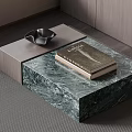 Modern Coffee Table With Marble Top Wooden Base Featuring Decorative Book And Bowl
