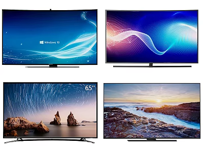 65 Inch Smart TV Featuring Starry Sky Landscape and Ocean Wave Scenes 3d model