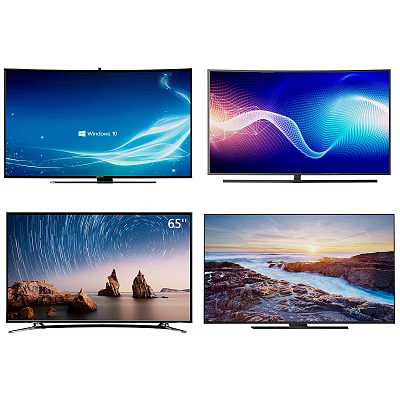 65 Inch Smart TV Featuring Starry Sky Landscape and Ocean Wave Scenes 3d model