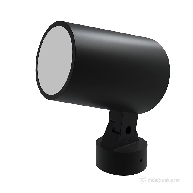 Black Cylindrical Adjustable Spotlight With Round White Shade And Mounting Bracket 3d model