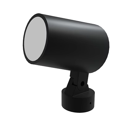 Black Cylindrical Adjustable Spotlight With Round White Shade And Mounting Bracket 3d model