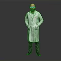 Man In White Lab Coat Standing Against Gray Background With Hands In Pockets 3d model