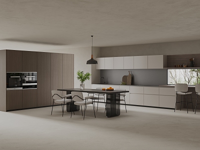 Minimalist Kitchen Large Kitchen Open Kitchen Dining Table and Chair Cabinet Bar Chair Kitchen High Cabinet Sofa 3d model