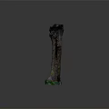 Natural Wood Tree Stump Decorative Piece With Green Stone Base And Natural Texture