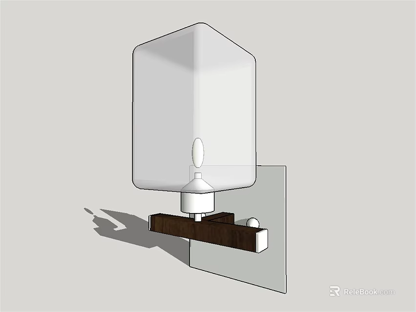 Modern Wall Lamp With White Lampshade And Wooden Base Design 3d model 