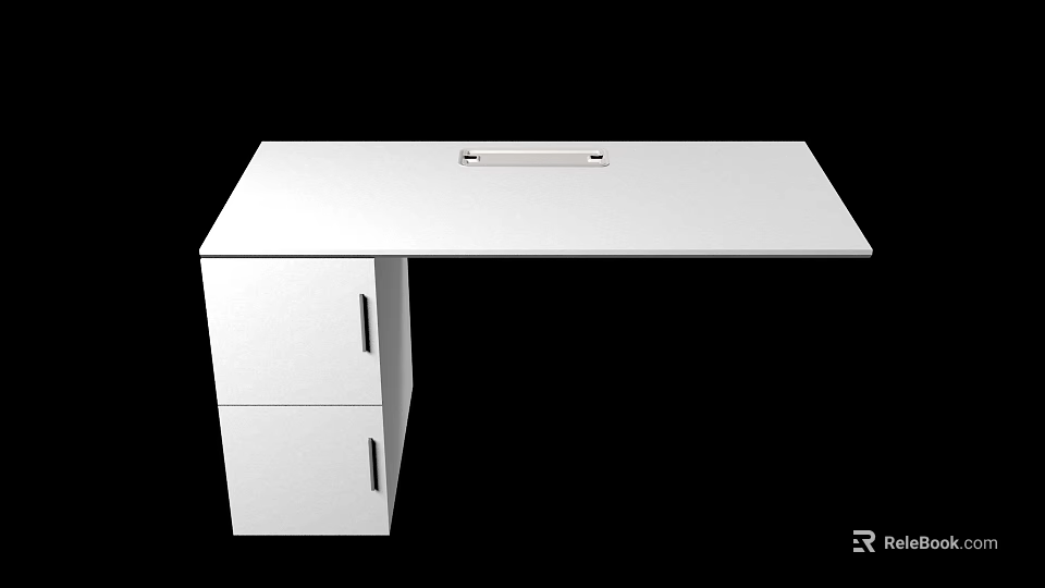 Modern White Office Desk with Two Drawers and Simple Rectangular Top Design 3d model 