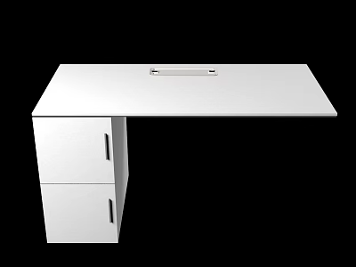 Modern White Office Desk with Two Drawers and Simple Rectangular Top Design 3d model