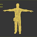 3D Male Character In Military Uniform With Arms Outstretched Standing On Gray Background