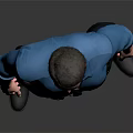 Male Game and Movie Character 3D Model in Blue Shirt Black Tie with Utility Belt