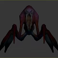 Game Movie Character Spider Monster With Red Purple Blue Gradient Long Legs And Sharp Teeth
