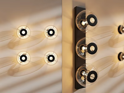 Contemporary Glass Globe Wall Lamps with Warm LED Light for Home Interiors 3d model