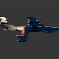Futuristic Blue White Orange Spacecraft Model With Multiple Engines For Aerospace Exploration 3d model
