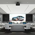Modern Public Office Space With White Desks Black Office Chairs Mac Monitors And Glass Windows