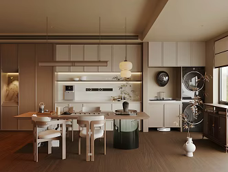 New Chinese Zen Style Tea Room Tea Tasting Area Tea Table and Chair Combination Song Style Aesthetics Tea Room Sideboard Tea Set Storage Cabinet Tea Cabinet Washing Machine Cabinet 3d model
