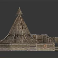 Traditional Rustic Wooden House Featuring Pyramid Roof And Wooden Plank Structure