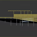 Cartoon Scene of Wooden Platform with Round Pool and Yellow Railings