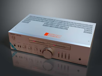 Vintage Computer Control Device With Silver Body Knobs Buttons And Red Label 3d model