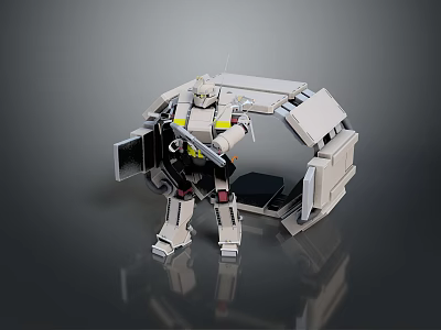 Silver Gray Mecha Robot Game Movie Character With Metallic Armor Weapon And Mechanical Arm Structure 3d model
