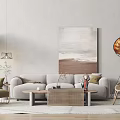 Nordic Sofa Coffee Table Combination 3d model